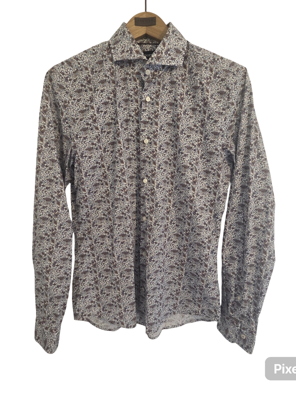 Joop Men's Floral Print Long-Sleeve Button-Down Shirt - Brown & White